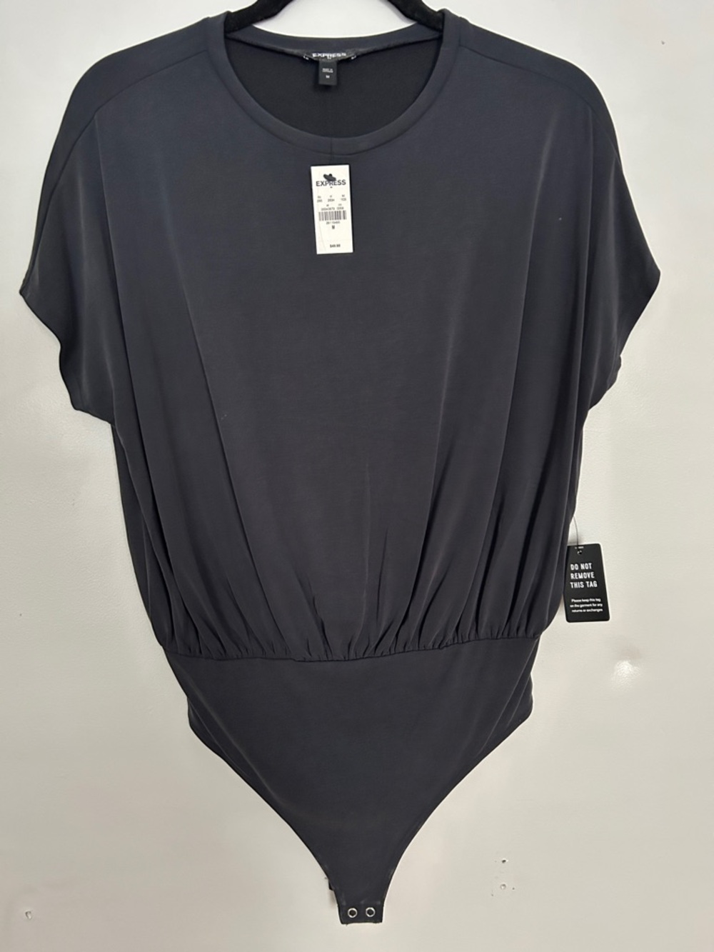 Express Black Short Sleeve Bodysuit with Elastic Waist